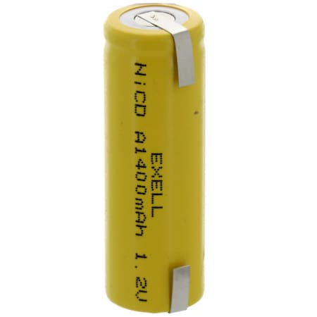 Exell Battery A Size 1.2V 1400mAh NiCD Rechargeable Battery with Tabs EBC-303-1